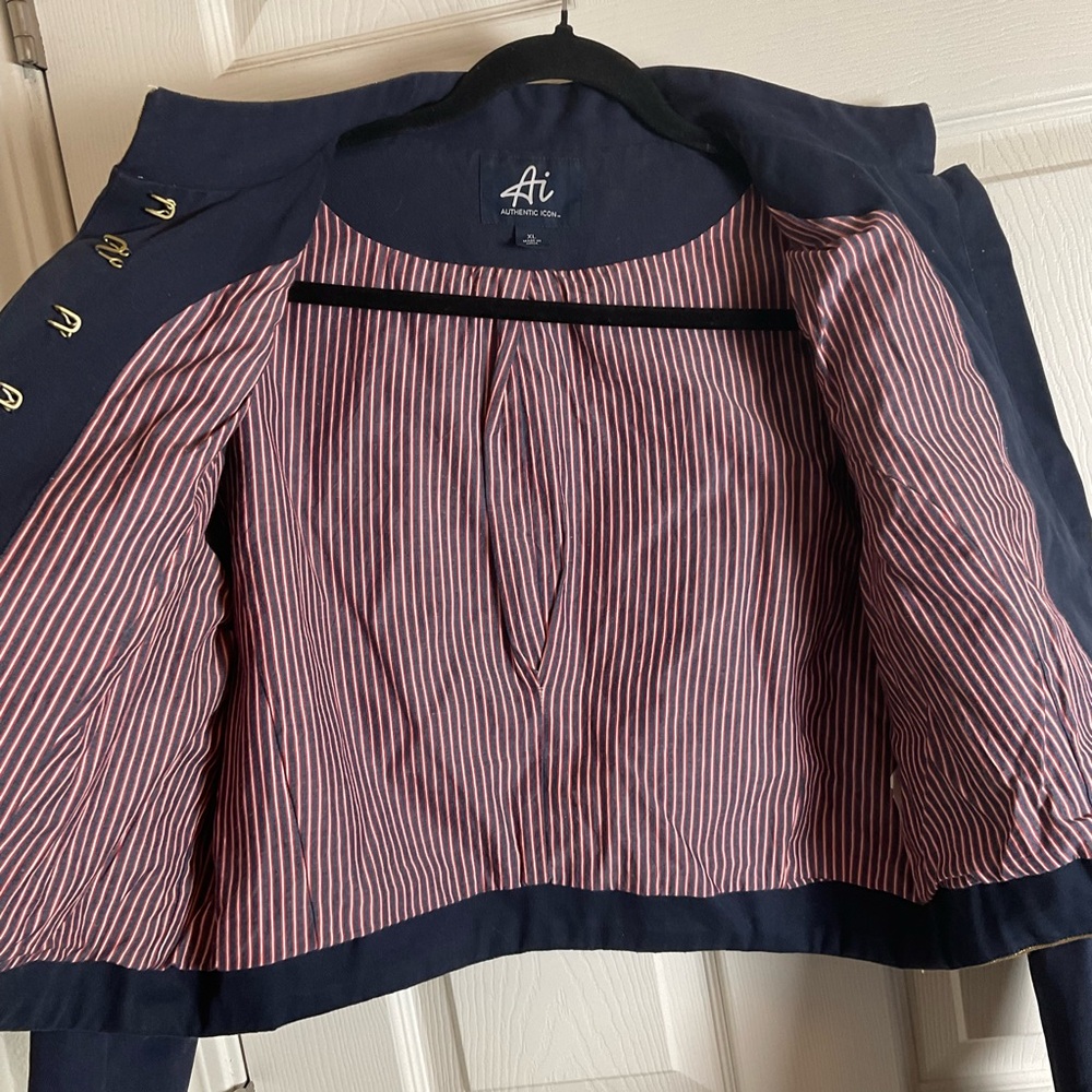 Embroidered Navy Blue Utility Jacket - Picture 11 of 15